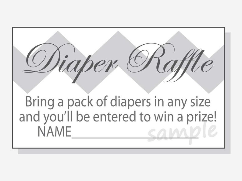 DIY Chevron Diaper Raffle Tickets for a Boy, Girl or Gender Neutral Baby Shower Printable pink, blue, yellow, green & grey image 1