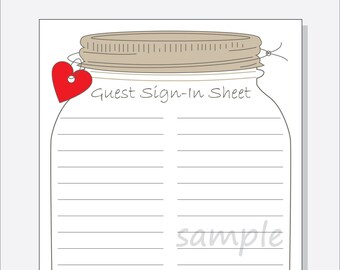 DIY Guest Sign-in Sheet Printable for a Wedding, Bridal Shower ...