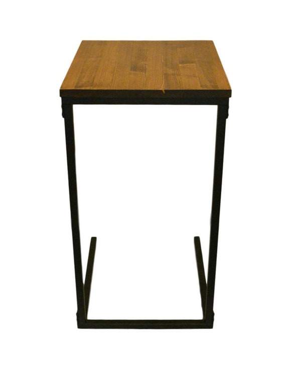 Tv Tray Table Laptop Desk C Side Nightstand Wood And Metal English Chestnut Stain