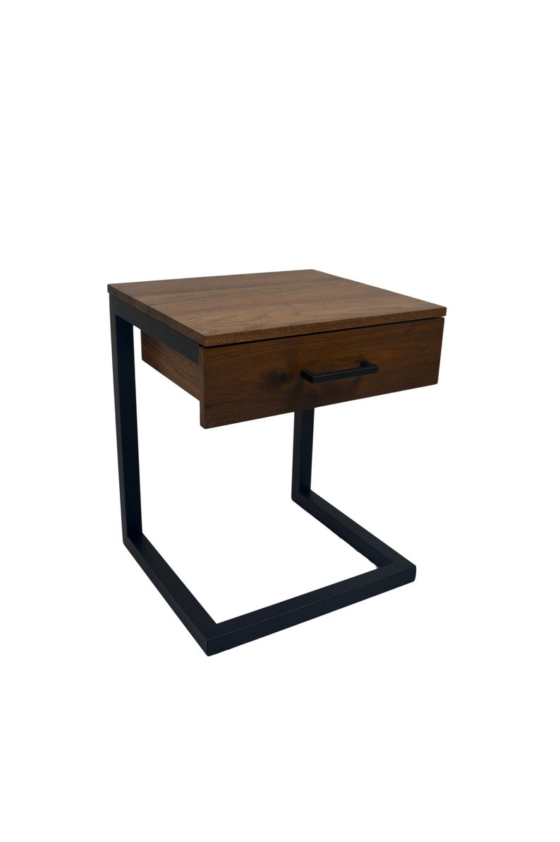 C Table Nightstand Side Table Bedside Table End Table Solid Walnut With Drawer image 1