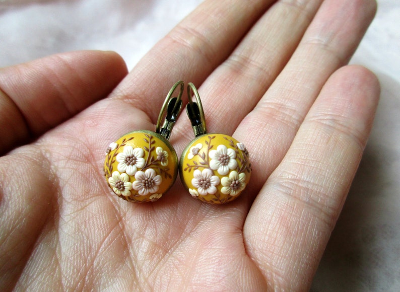Picnic Autumn Jewelry Yellow Ocher Earrings Fall Drop Earrings Etsy