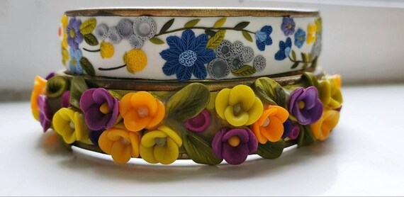 Polymer Clay Bracelet Handcrafted Bracelet Floral Bracelet Flower Bracelet