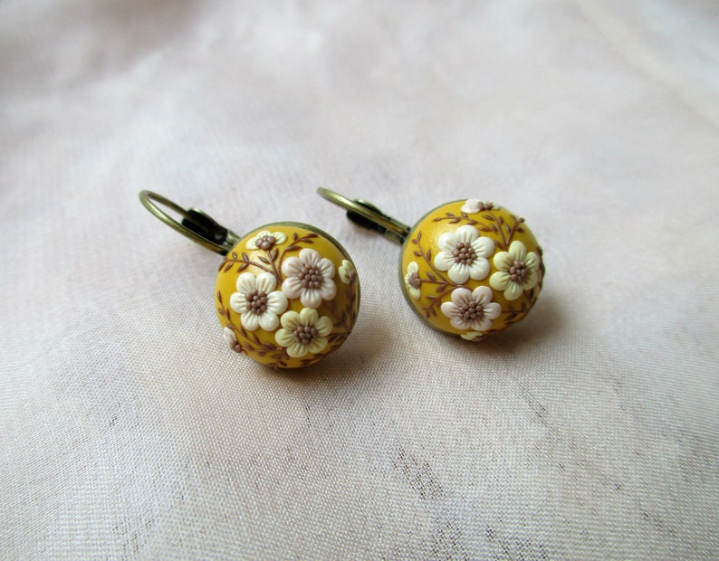 Picnic Autumn Jewelry Yellow Ocher Earrings Fall Drop Earrings Etsy
