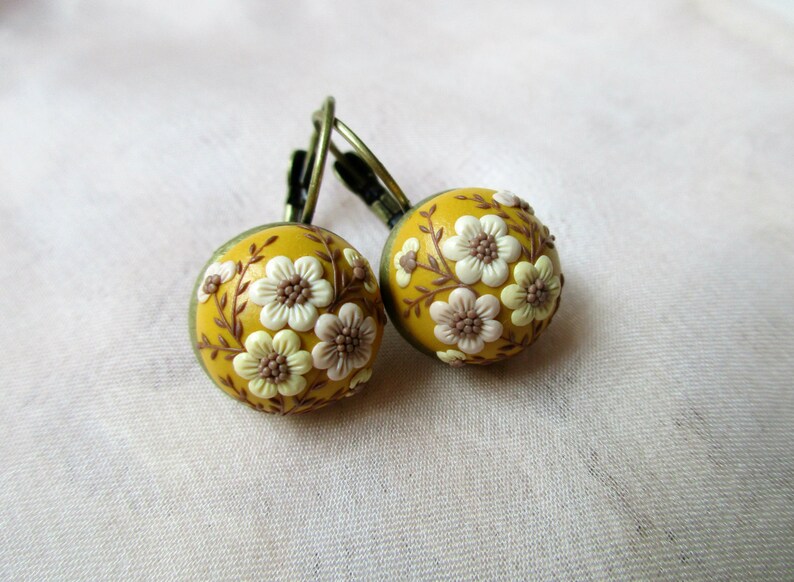 Picnic Autumn Jewelry Yellow Ocher Earrings Fall Drop Earrings Etsy
