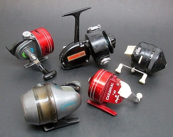 Lot of 5 Vintage Fishing Reels Cardinal Great Lakes Johnson Playmaker Zebco