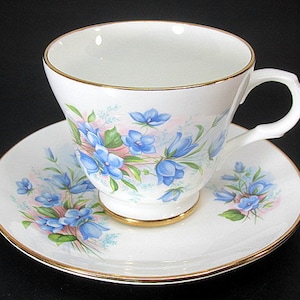 Vintage Crown Trent Bluebell Floral Tea Teacup Cup & Saucer