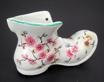 Old Foley Chinese Rose Boot Planter c1950's