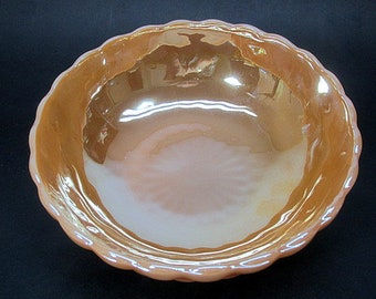 Anchor Hocking Peach Luster Bubble Berry Fruit Bowl c1930's