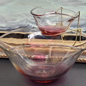 Vintage Indiana Glass Graduated Ruby Red Chip & Dip Set