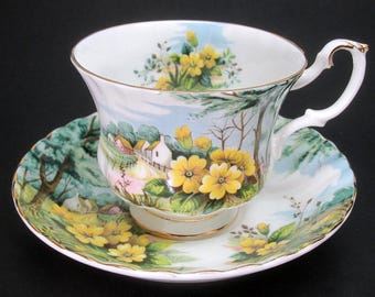 Royal Albert Country Scenes Primrose Hill Tea Teacup Cup & Saucer c1980's