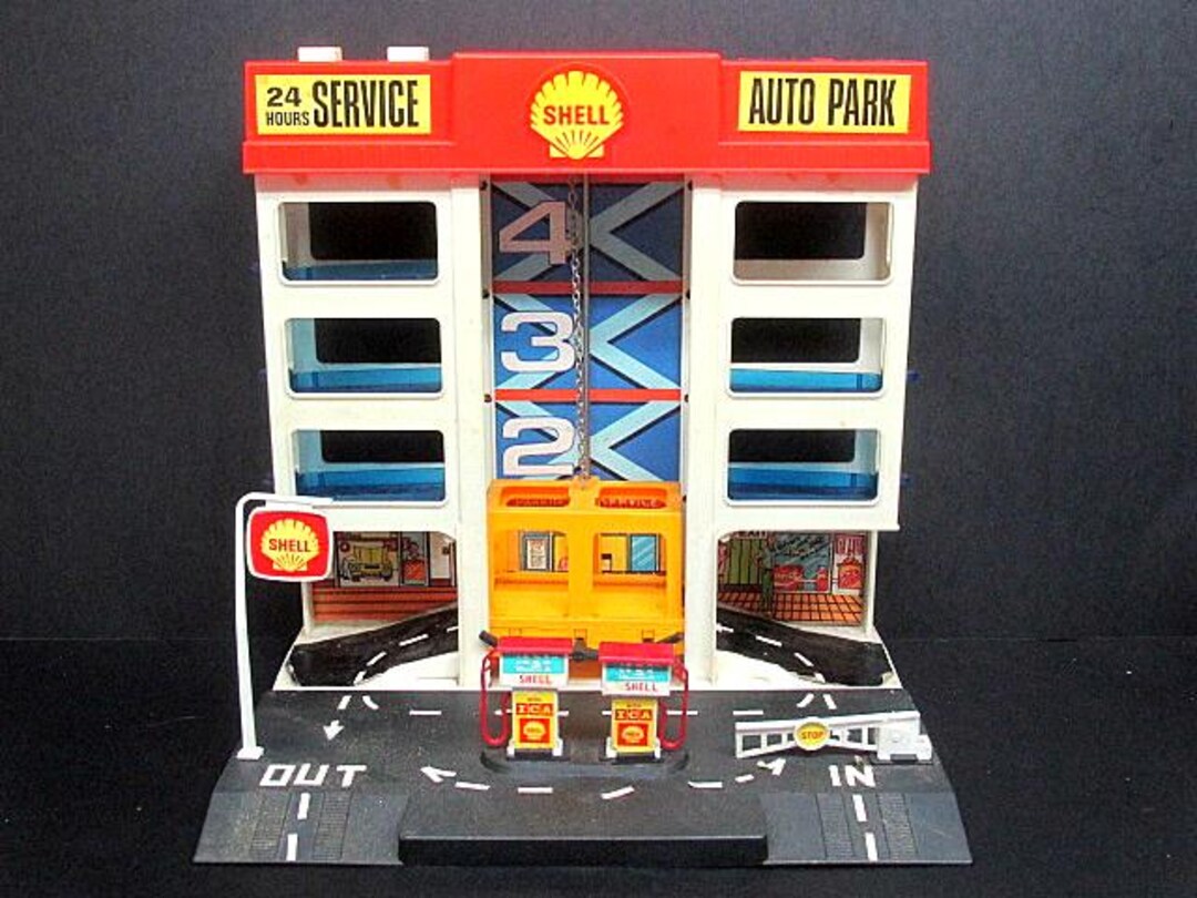Vintage Battery Operated Shell Auto Park Garage for Parts or Repair A/f ...