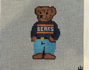 Chicago Sports Inspired Teddy Bears Needlepoint Canvas - 13 Mesh