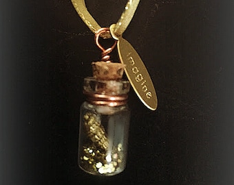 Unicorn Horn in a Bottle Necklace with Pixie Dust Power