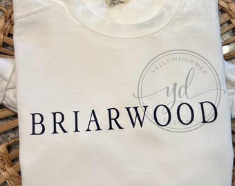 Briarwood school Comfort Colors white colored sweatshirt, Briarwood shirt, comfort colors, school spirit wear shirt