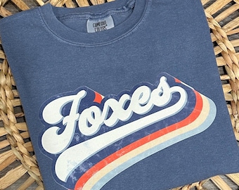 Foxes retro vintage mascot shirts, foxes shirts, foxes school spirit shirt, retro school spirit shirt, comfort colors, school spirit wear