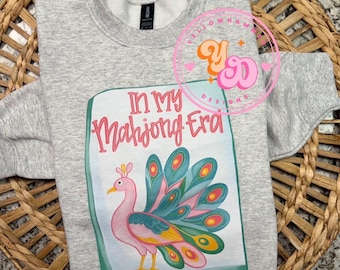 Mahjong tile peacock adult Gildan sport grey sweatshirt - In my mahjong era sweatshirt