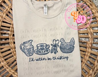 I’d Rather Be Thrifting Sublimated Adult Bella Canva short sleeve tee shirt - thrift store shopper shirt