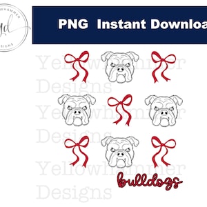 Bulldogs Mascot PNG Coquette For Bulldogs Mascot, Instant Download Bow Bulldogs, Bulldog Mascot, Sublimation Coquette, Black Red Bulldog png
