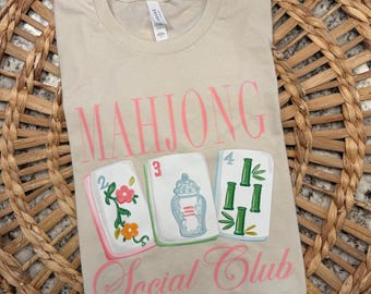 Mahjong Social Club adult Bella Canvas short sleeve tee - mahjong tiles shirt