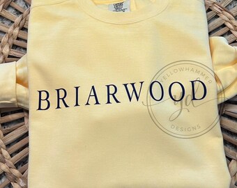 Briarwood school Comfort Colors butter colored sweatshirt, Briarwood shirt, comfort colors, school spirit wear shirt