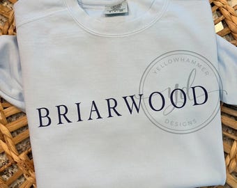Briarwood school Comfort Colors chambray colored sweatshirt, Briarwood shirt, comfort colors, school spirit wear shirt