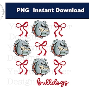 Bulldogs Mascot PNG Coquette For Bulldogs Mascot, Instant Download Bow Bulldogs, Bulldog Mascot, Sublimation Coquette, Black Red Bulldog png