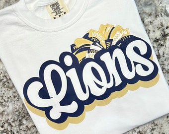 Lions Pom shirt, school spirit shirts, bcs school spirit shirt, briarwood shirt, comfort colors shirt, school spirit wear shirt, lions masco