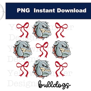 Bulldogs Mascot PNG Coquette For Bulldogs Mascot, Instant Download Bow Bulldogs, Bulldog Mascot, Sublimation Coquette, Black Red Bulldog png