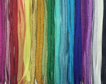 Shimmery Solid Colored 43" Shoelaces in 19 Colors - Team - Sports - Uniform - Matching - Cheer - Dance - Custom Shoes - Soccer - Volleyball