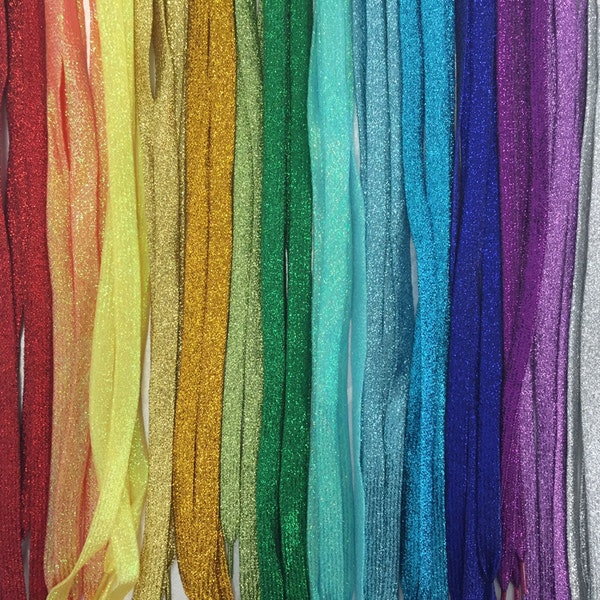 Shimmery Solid Colored 43" Shoelaces in 19 Colors - Team - Sports - Uniform - Matching - Cheer - Dance - Custom Shoes - Soccer - Volleyball