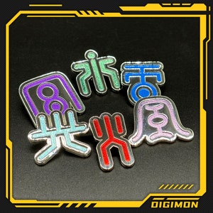 Digimon Frontier enamel pin 6 colors season 4 Agnimon Wolfmon Fairimon Lowemon