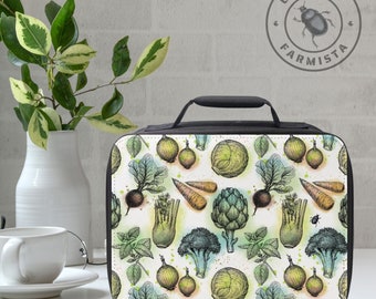 Stylish Insulated Lunchbox with colorful vintage-style vegetable print - Great gift for urban farmer