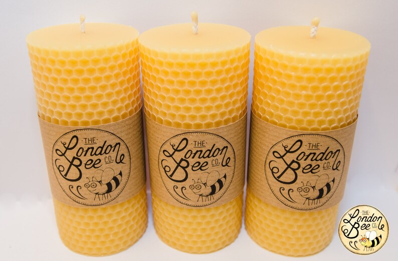 Solid Beeswax Pillar Candle 12.38 cm x 5.75 cm Etsy