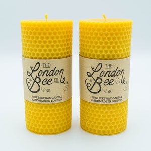 Honeycomb Solid Beeswax Pillar Candle 12.38 cm x 5.75 cm image 2
