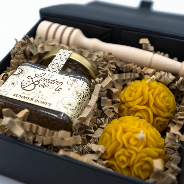Small Beeswax Candle and  Honey Gift Box
