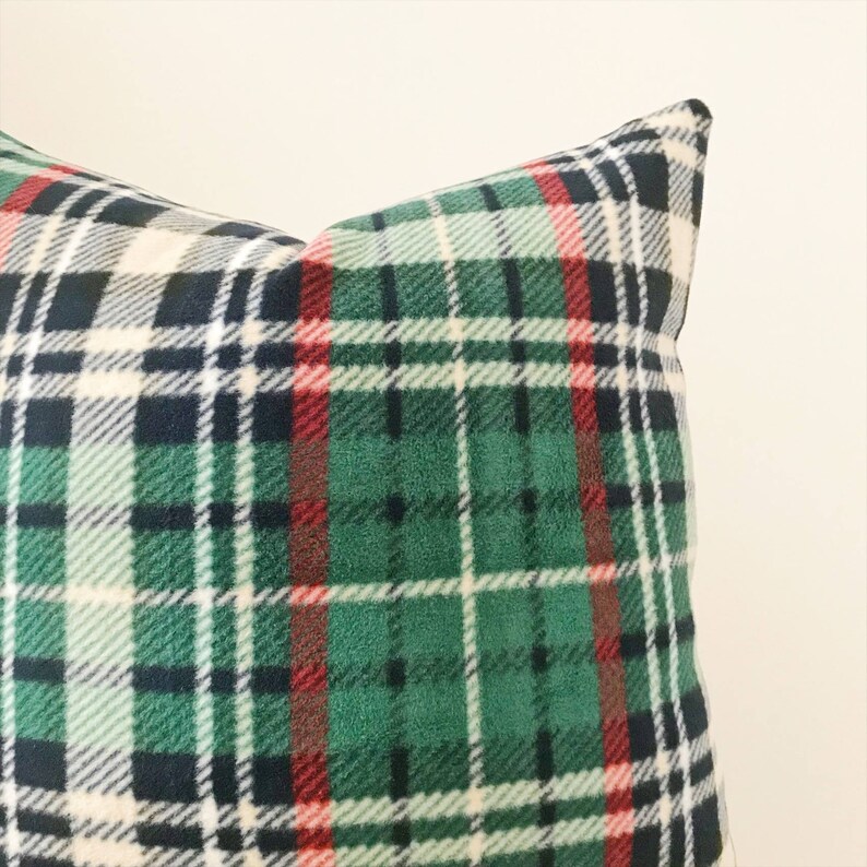 GREEN PLAID FLEECE 18x18 Pillow Cover Etsy