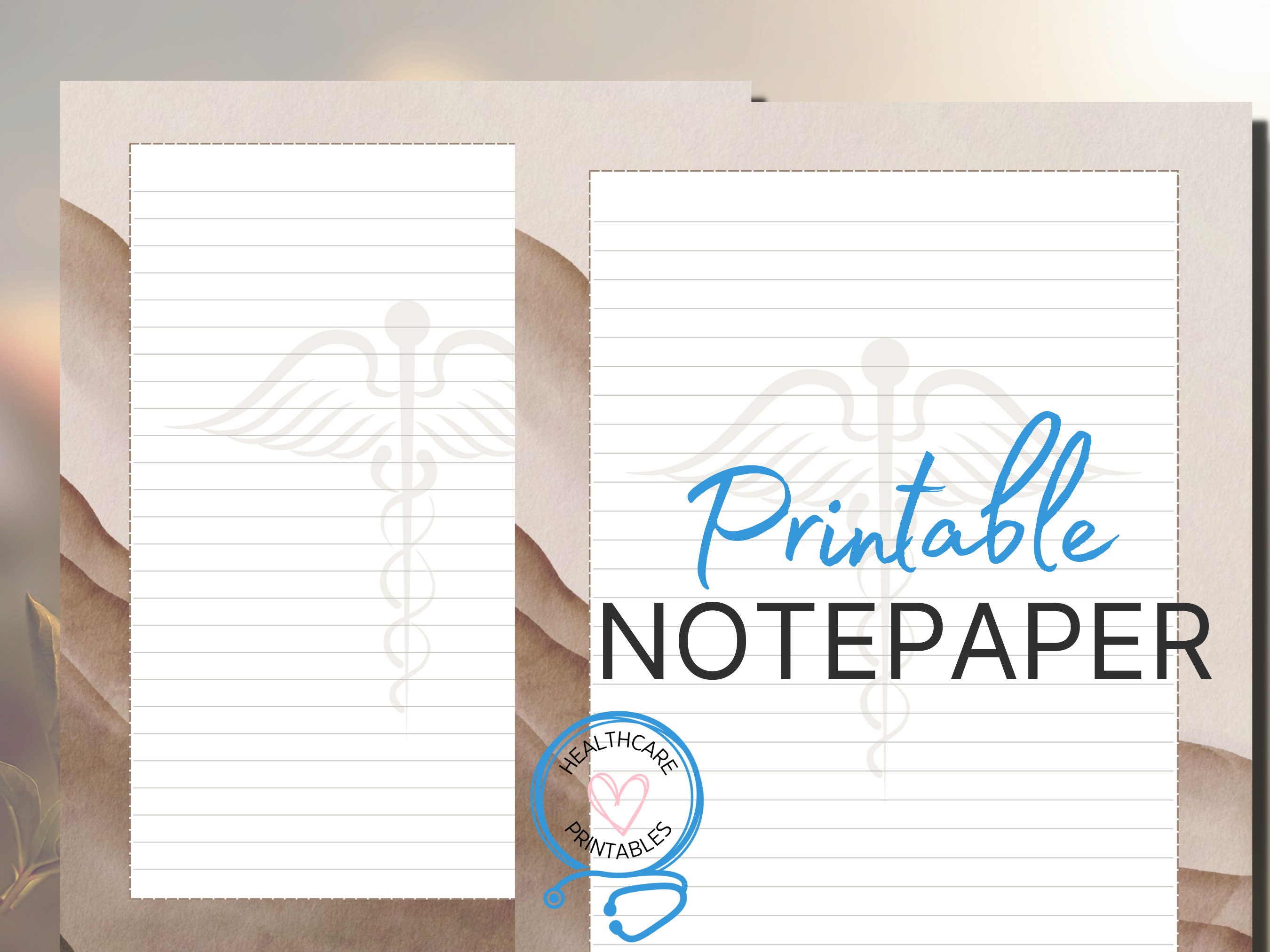 Neutral Caduceus Healthcare Printable Stationery HP-PS100H | Masculine ...