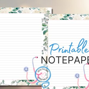 Roses Healthcare Printable Stationery HP-PS100E | Feminine Lined and Floral Unlined Paper | Healthcare Printable Journal Pages