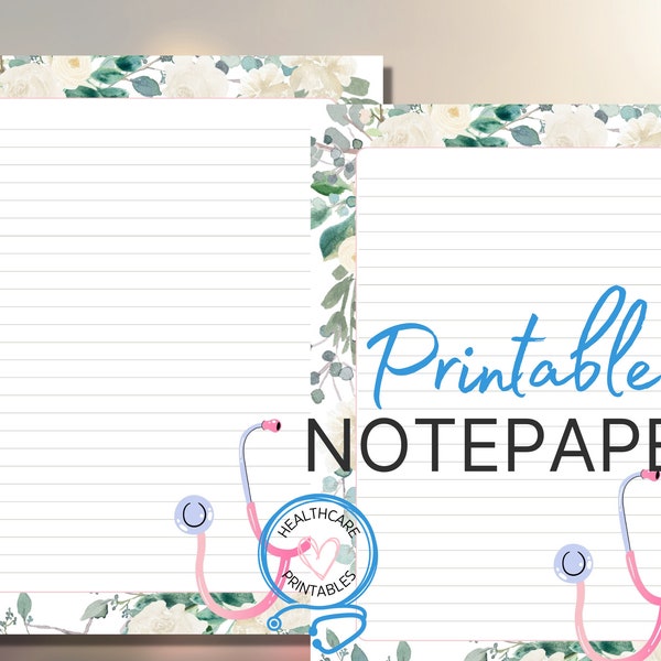 Roses Healthcare Printable Stationery HP-PS100E | Feminine Lined and Unlined Paper | Healthcare Printable Journal Pages