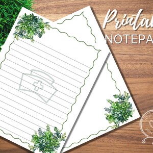 Greenery utskrivbart brevpapper för sjuksköterskor HP-PS100C | Från skrivbordet av linjerat och olinjet papper | Utskrivbara dagbokssidor för sjukvård