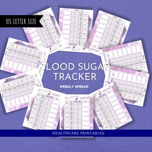 Pretty Blood Sugar Tracker HP-BS100f | Dragonfly Themed Purple Blood Glucose Journal | Diabetic Printable | Gestational Diabetes Log