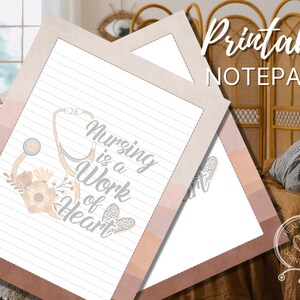 Omvårdnad är ett hjärtearbete Utskrivbart brevpapper HP-PS100D5 | Linjerat och olinjerat bohemiskt papper | Utskrivbara dagbokssidor för sjukvård