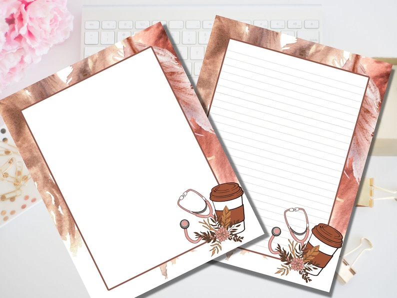 Healthcare Printable Stationery BUNDLE HPPS100DB Retro Style Boho 1970