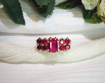 Sparkling Ruby Ring ~ 925 Sterling Silver ~ Size 6.75