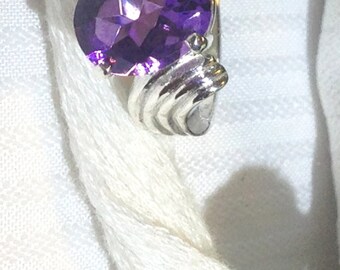 Beautiful Solitaire Amethyst Ring ~ 925 Sterling Silver ~ Size 6.75