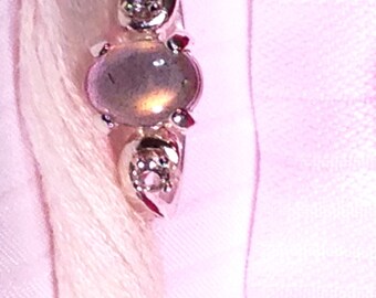 Sparkling Labradorite Accented Ring ~ 925 Sterling Silver ~ Size 6.75