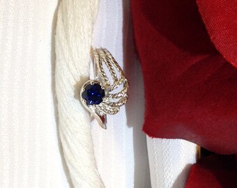 Sparkling Blue Sapphire Ring ~ 925 Sterling Silver ~ Size 7.25