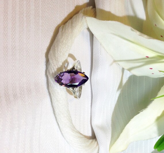 Bague En Argent 925 Avec Améthyste Naturelle - Taille 8,5 - Fait Main