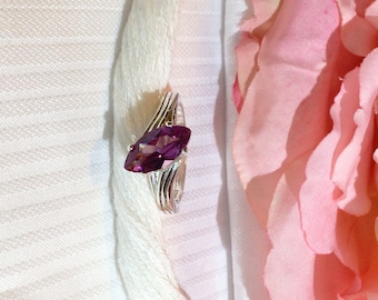 Sparkling Marquis Shaped Alexandrite Lab Corundum Ring ~ 925 Sterling Silver Solitaire ~ Size 6.75
