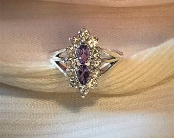 Sparkling Alexandrite Lab Corundum Accented Ring ~ 925 Sterling Silver ~ Size 6.75